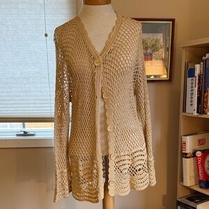 Crochet Knit Cardigan Sweater